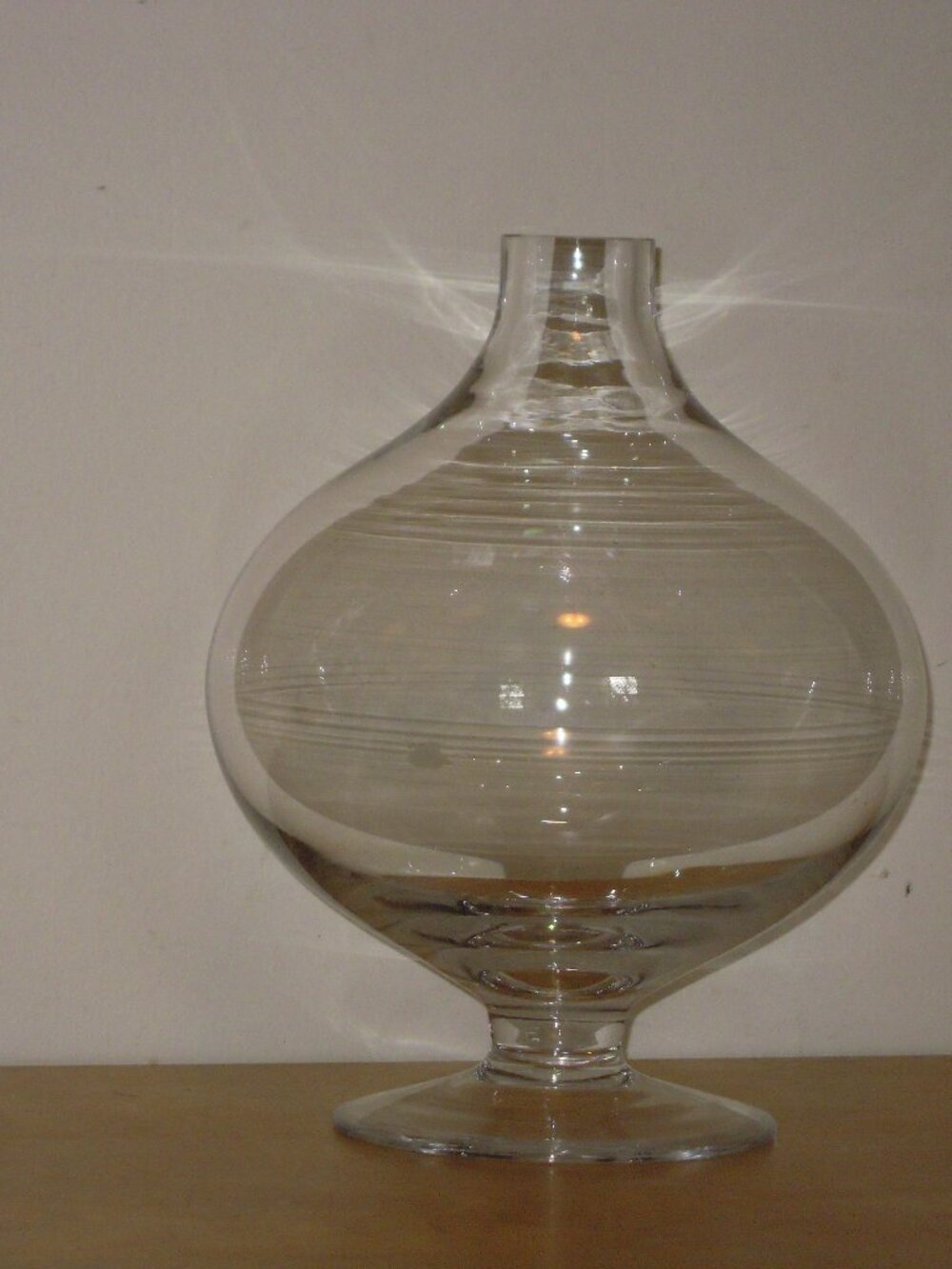 Vintage Clear Crystal Villeroy & Boch footed Large 10" Mid-Century Vase